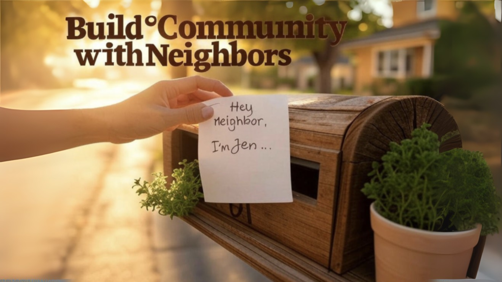 Hand placing friendly letter in neighbor’s mailbox to build community